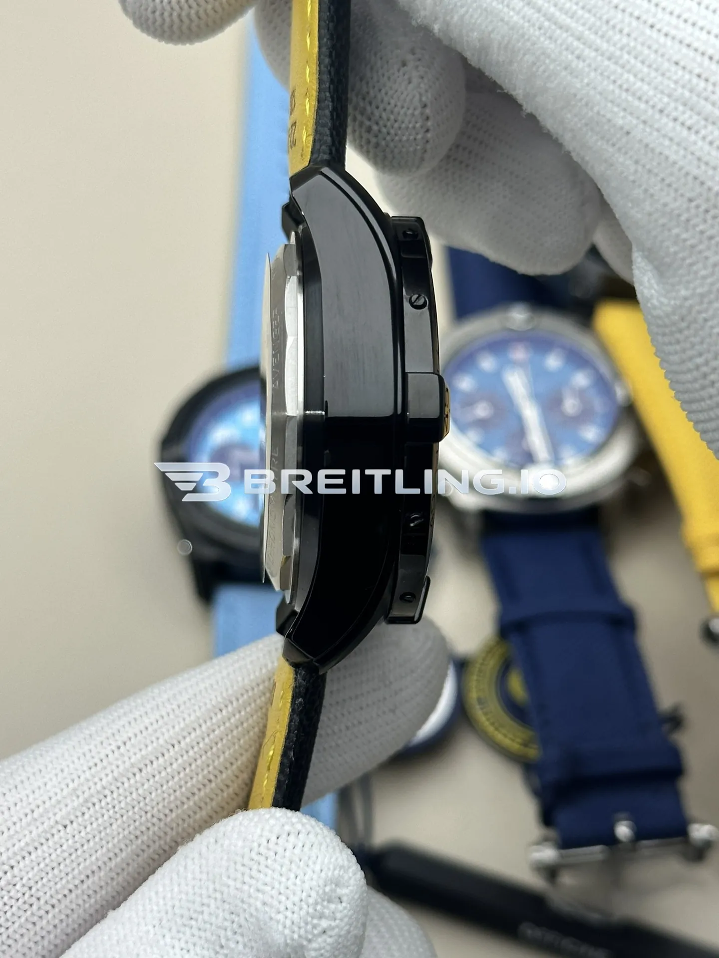 Breitling Avenger B01 Chronograph 44 Night Mission Dust Devils SB01473A1B1X1 Black Dial Black Ceramic Case Black Fabric Strap Replica Left View