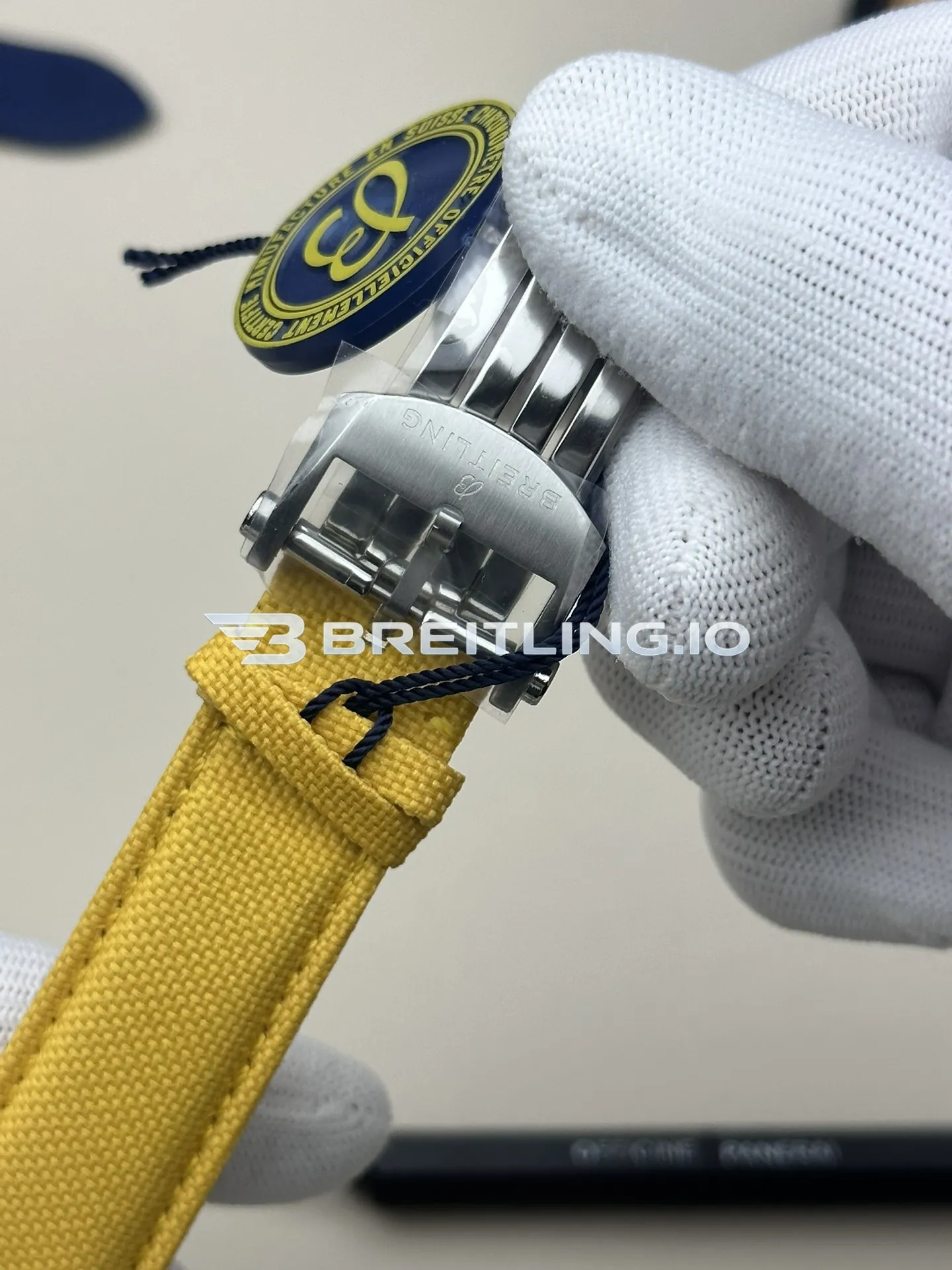 Breitling Avenger B01 Chronograph 44 Night Mission SB0147101I1X1 Bright Yellow Dial Black DLC Coated Stainless Steel Case Replica Strap And Clasp