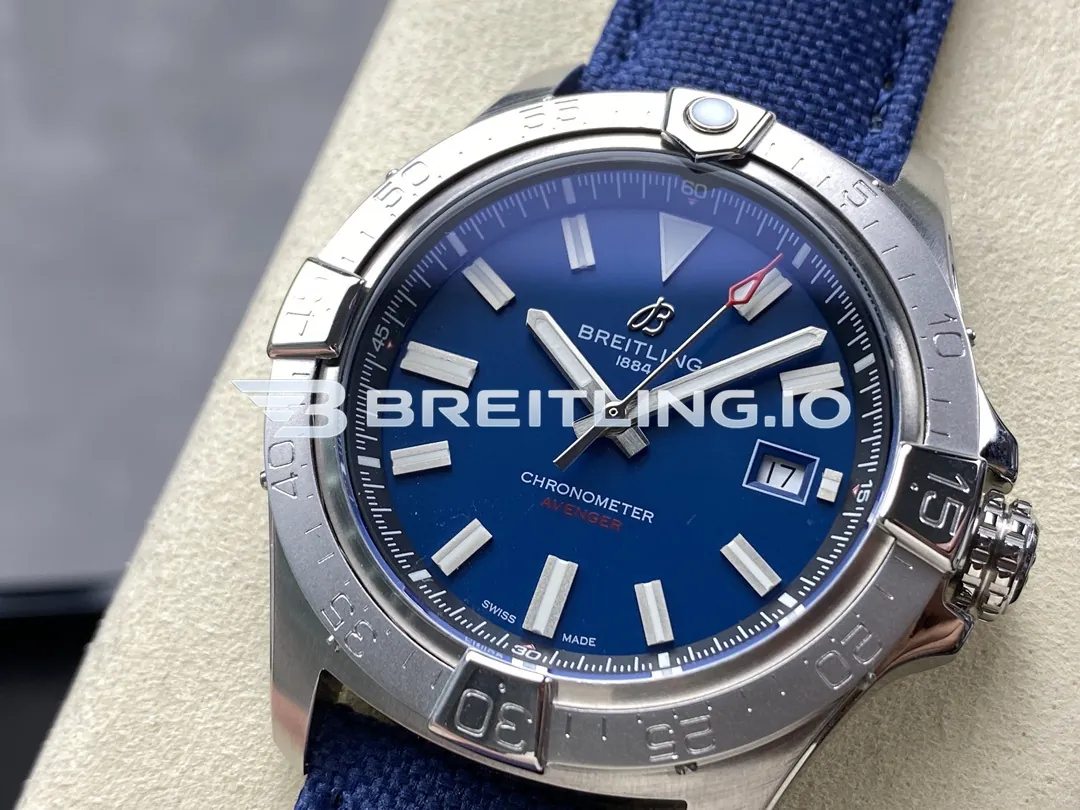 Breitling Avenger A17328101C1X1 42mm Deep Blue Dial Brushed Stainless Steel Bezel Blue Fabric Strap Replica Dial Detail 2