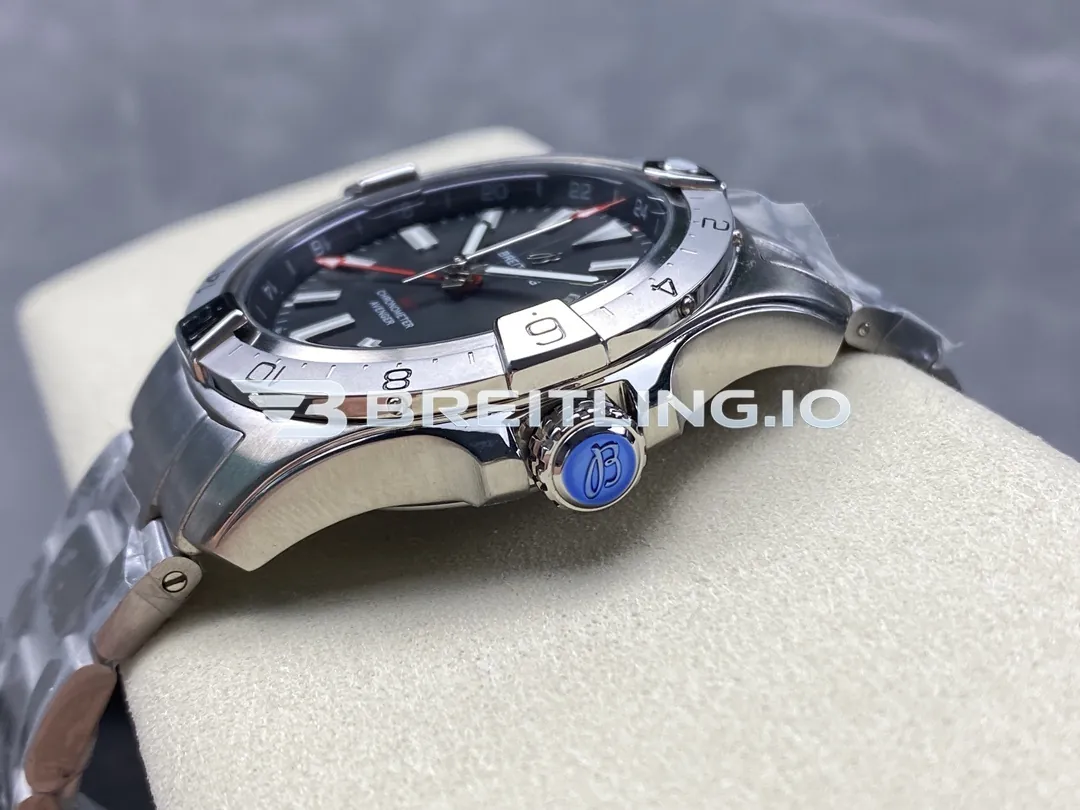 Breitling Avenger II GMT 44 A32320101B1A1 Black Dial Brushed Satin Stainless Steel Case Replica Right View