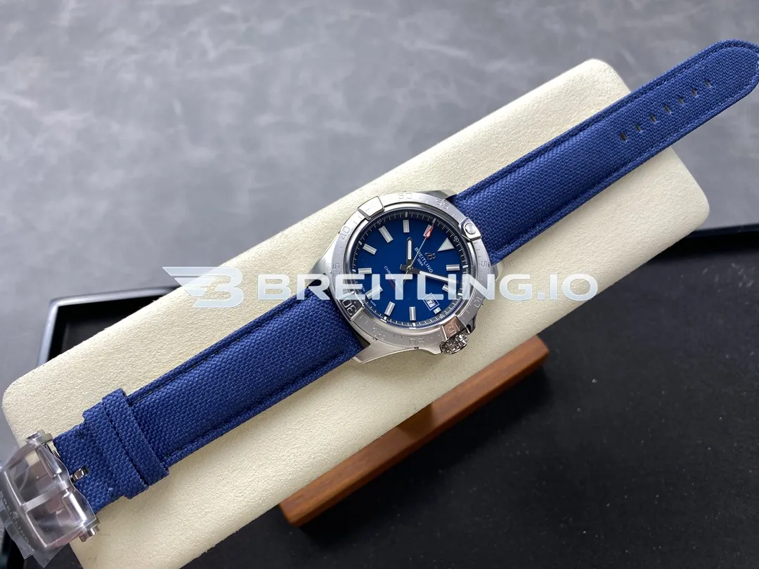 Breitling Avenger A17328101C1X1 42mm Deep Blue Dial Brushed Stainless Steel Bezel Blue Fabric Strap Replica Side View