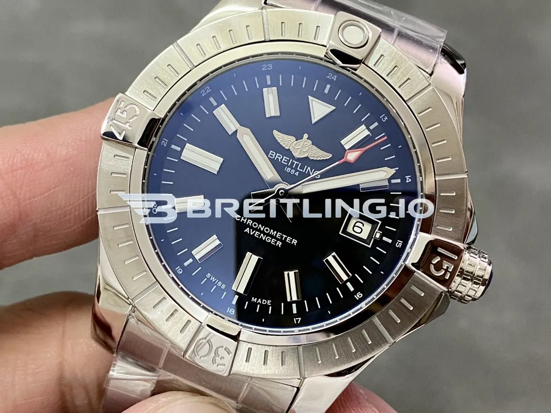 Breitling Avenger A17318101B1A1 43mm Black Dial Brushed Polished Stainless Steel Bezel Replica Dial Detail 2