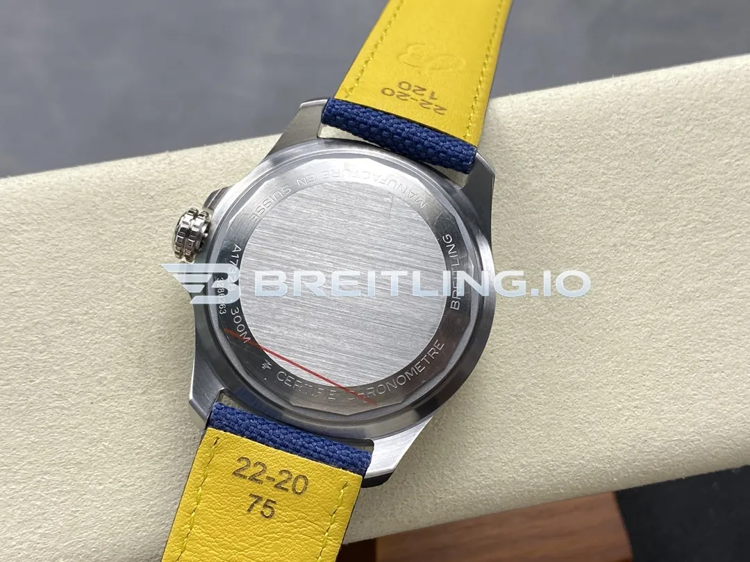 Breitling Avenger A17328101C1X1 42mm Deep Blue Dial Brushed Stainless Steel Bezel Blue Fabric Strap Replica Back View