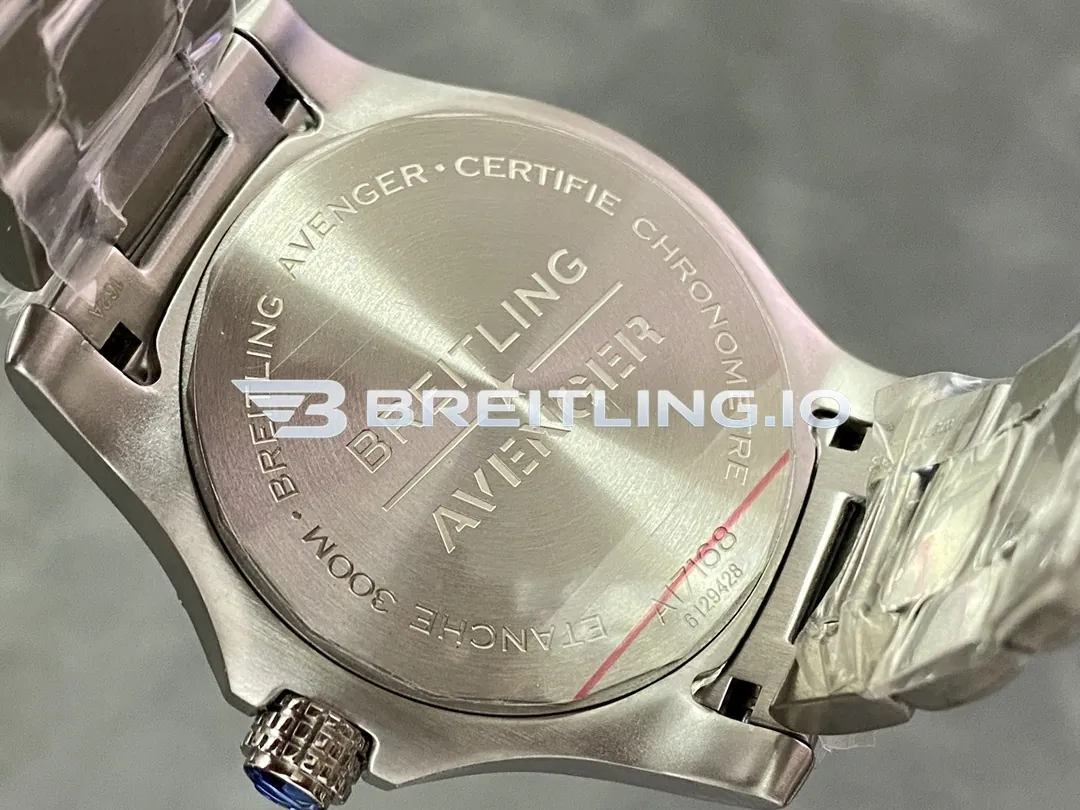 Breitling Avenger A17318101B1A1 43mm Black Dial Brushed Polished Stainless Steel Bezel Replica Back View