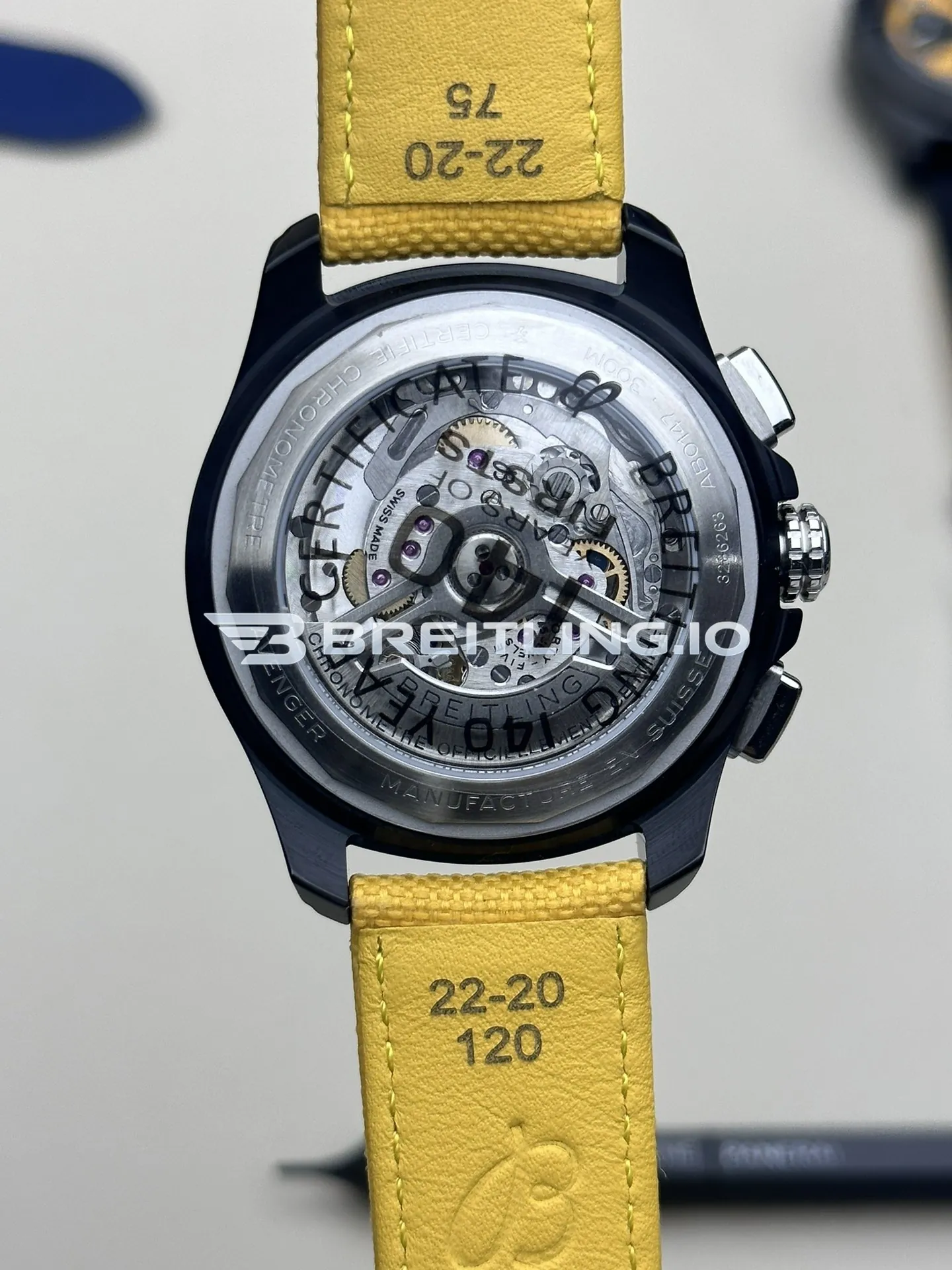 Breitling Avenger B01 Chronograph 44 Night Mission SB0147101I1X1 Bright Yellow Dial Black DLC Coated Stainless Steel Case Replica Back View 1