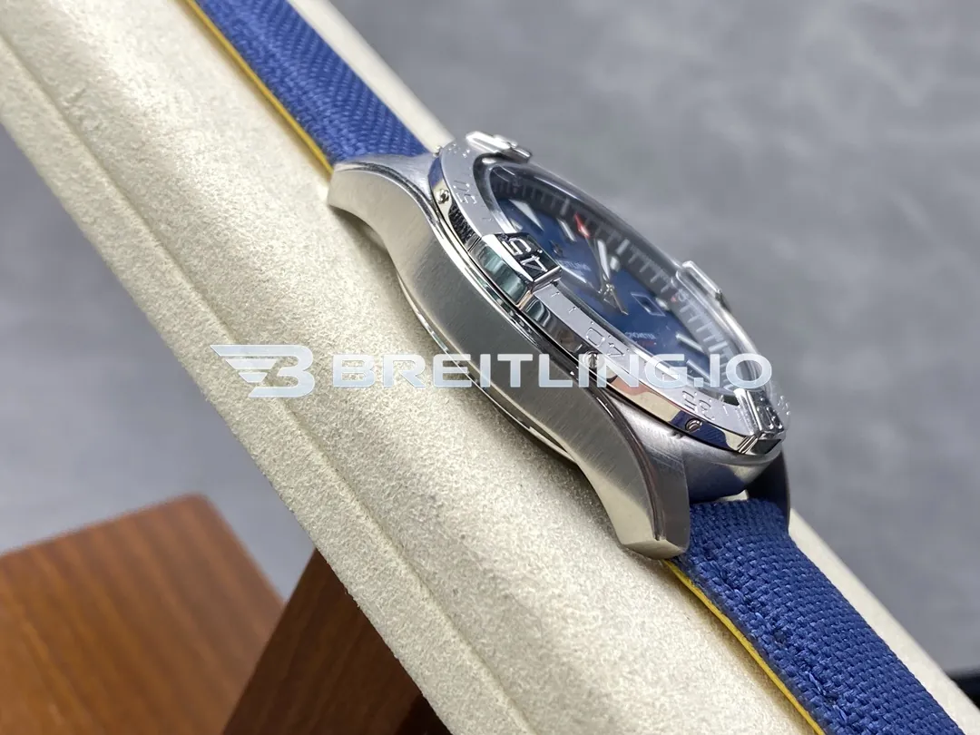 Breitling Avenger A17328101C1X1 42mm Deep Blue Dial Brushed Stainless Steel Bezel Blue Fabric Strap Replica Left View
