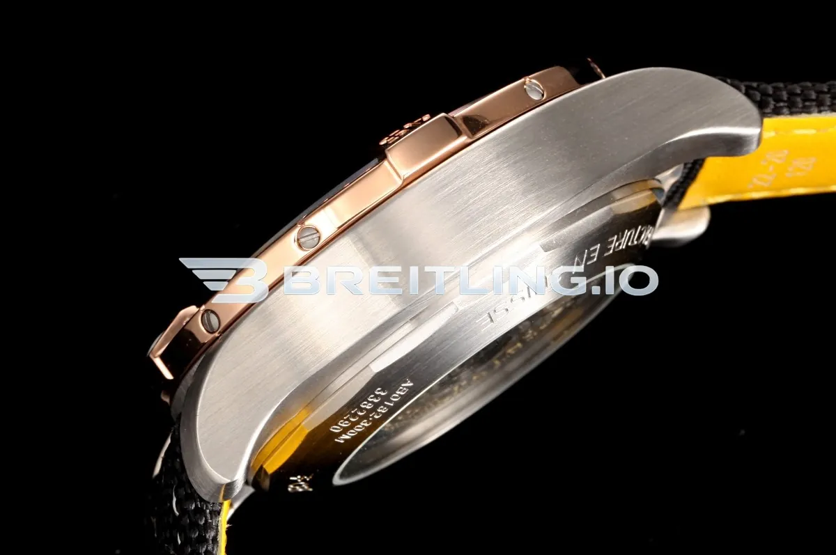 Breitling Avenger B01 Chronograph 45 UB01821A1B1X1 Carbon Black Dial Two-Tone Rose Gold Stainless Steel Bezel Replica Left View