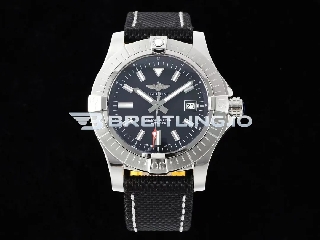 Breitling Avenger Automatic Gmt 43 A17318101B1X2 Matte Black Dial Brushed Stainless Steel Bezel Replica Front View