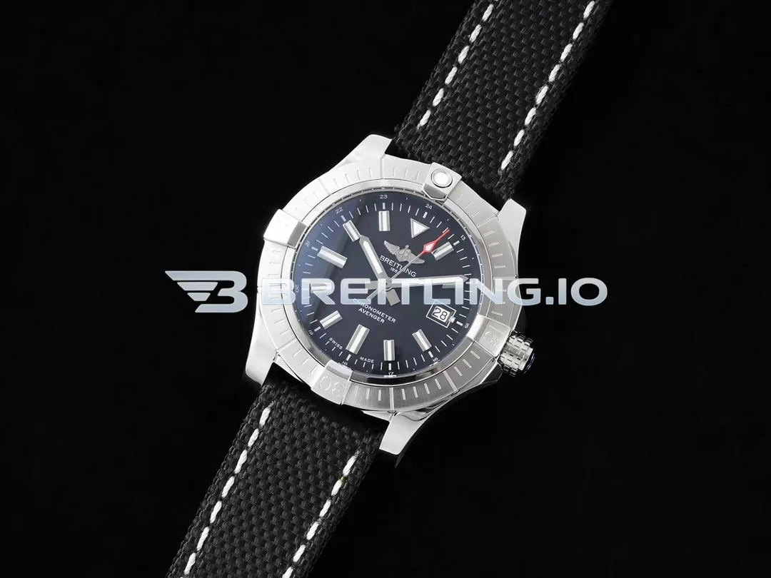 Breitling Avenger Automatic Gmt 43 A17318101B1X2 Matte Black Dial Brushed Stainless Steel Bezel Replica Side View