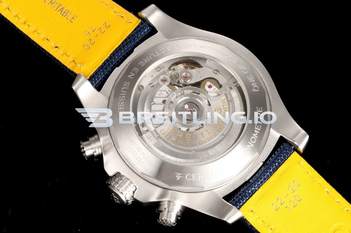 Breitling Avenger B01 Chronograph 45 AB01821A1C1X1 Bright Blue Dial Brushed Stainless Steel Bezel Replica Back View