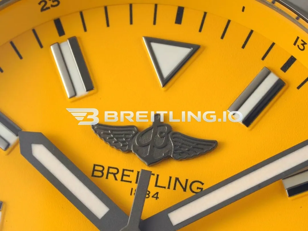 Breitling Avenger Automatic 45 Seawolf A17319101I1A1 Bright Yellow Dial Brushed Stainless Steel Bezel Replica Dial Detail 3