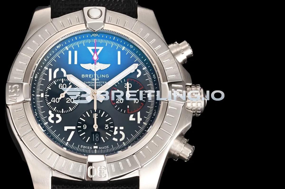 Breitling Avenger B01 Chronograph AB01821A1B1X2 45mm Charcoal Grey Gradient Dial Brushed Stainless Steel Bezel Replica Side View