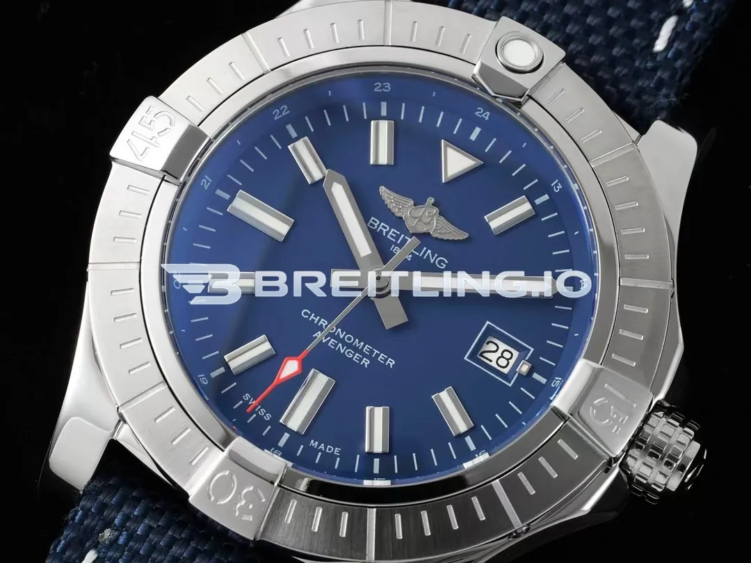 Breitling Avenger Automatic Gmt 43 A17318101B1X2 Matte Dark Blue Dial Brushed Stainless Steel Bezel Replica Dial Detail 1
