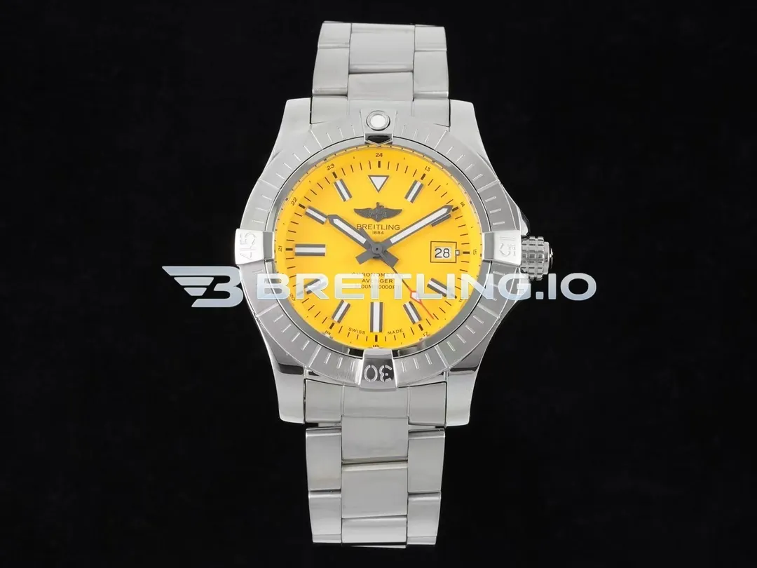 Breitling Avenger Automatic 45 Seawolf A17319101I1A1 Bright Yellow Dial Brushed Stainless Steel Bezel Replica Front View