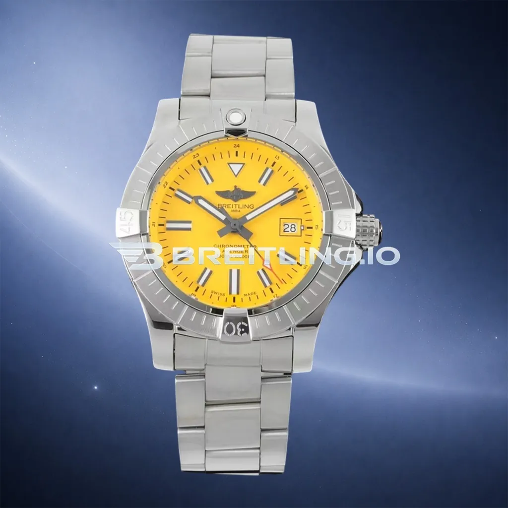 Breitling Avenger Automatic 45 Seawolf A17319101I1A1 Bright Yellow Dial Brushed Stainless Steel Bezel Replica First Image