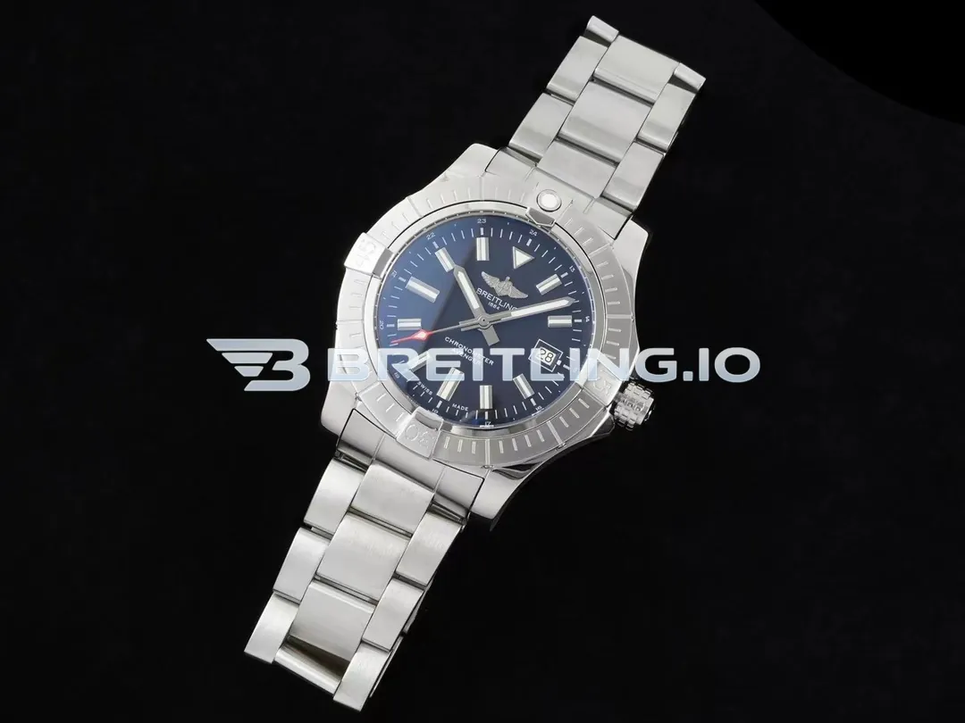 Breitling Avenger Automatic GMT 43 A32397101B1A1 Matte Black Dial Brushed Stainless Steel Bezel Replica Side View