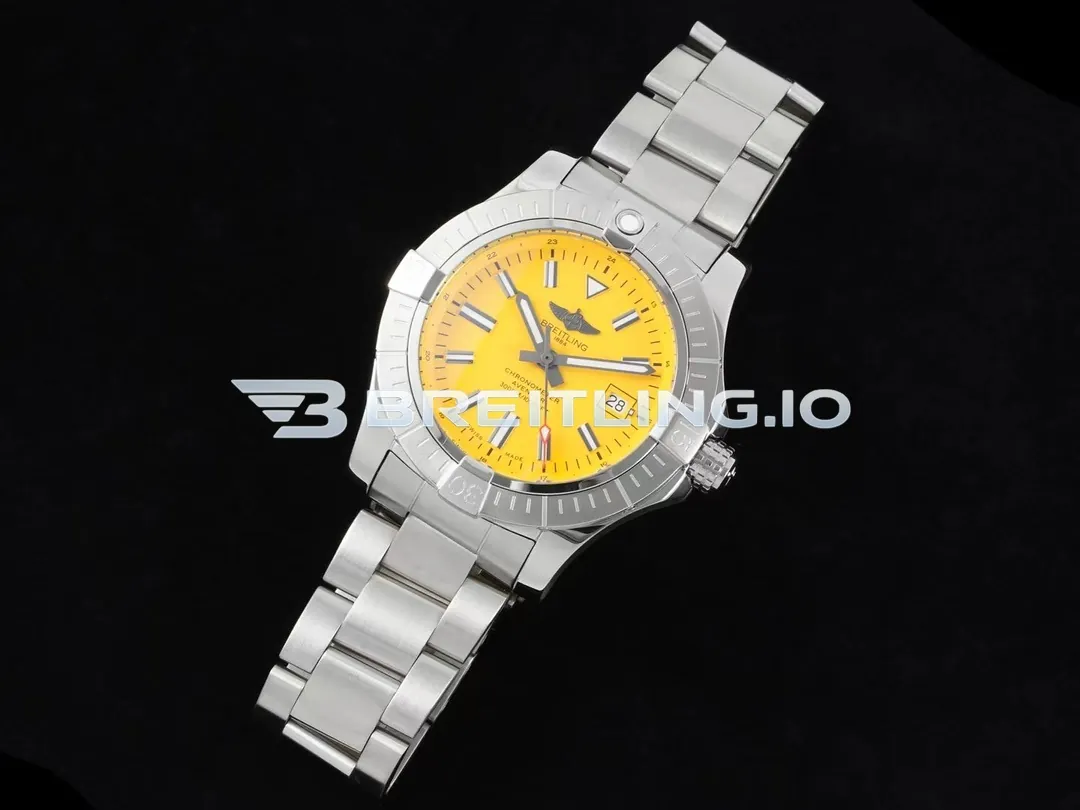 Breitling Avenger Automatic 45 Seawolf A17319101I1A1 Bright Yellow Dial Brushed Stainless Steel Bezel Replica Side View