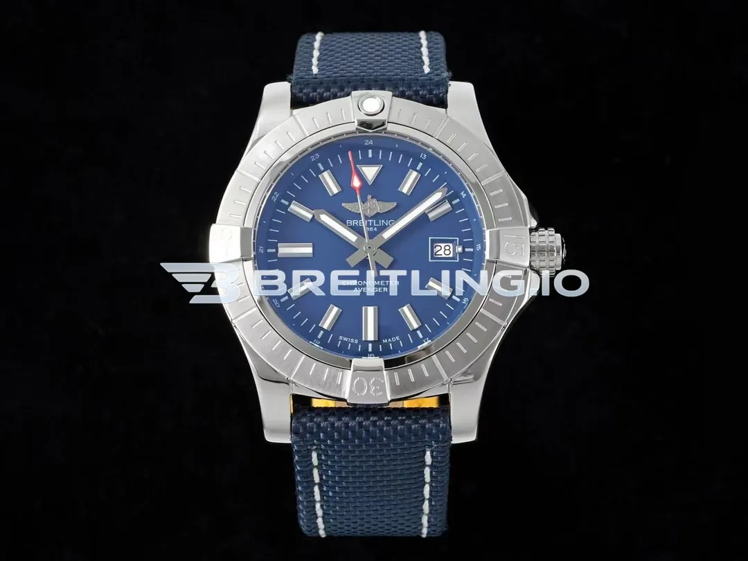 Breitling Avenger Automatic Gmt 43 A17318101B1X2 Matte Dark Blue Dial Brushed Stainless Steel Bezel Replica Front View