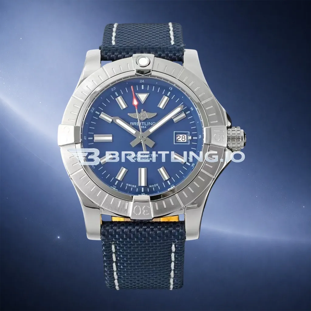 Breitling Avenger Automatic Gmt 43 A17318101B1X2 Matte Dark Blue Dial Brushed Stainless Steel Bezel Replica First Image