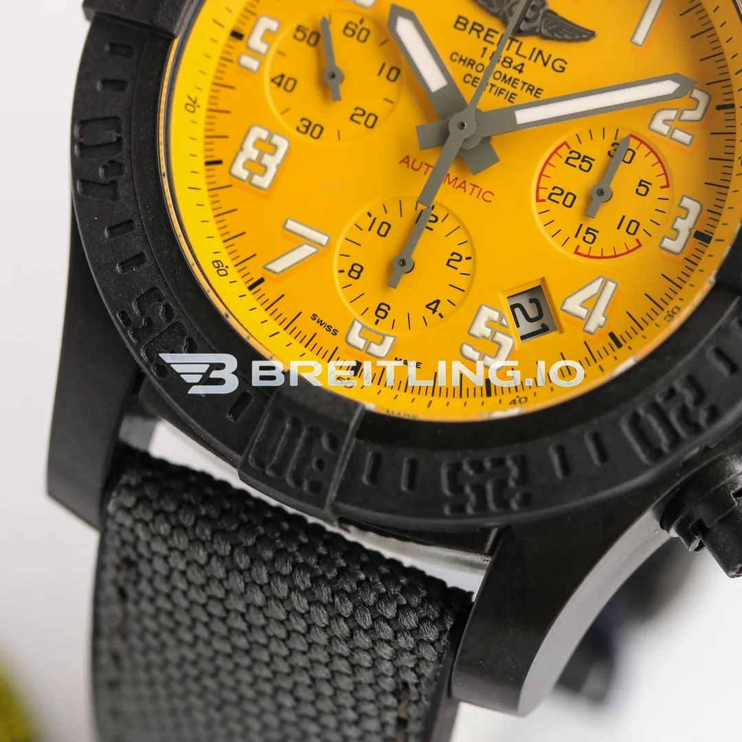 Breitling Avenger Hurricane 45 Chronograph XB0170E41I1W1 Matte Yellow Dial Breitlight Black Case Replica Dial Detail 3