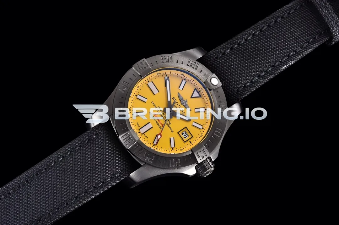 Breitling Avenger II Seawolf 45 M17331E2I530101W Bright Yellow Dial Brushed Stainless Steel Black Coated Bezel Replica Side View