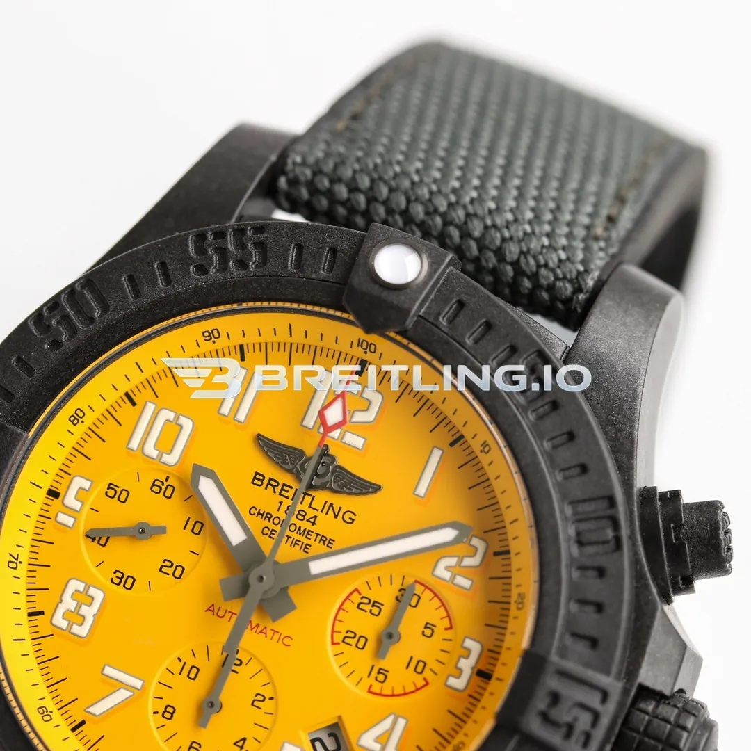 Breitling Avenger Hurricane 45 Chronograph XB0170E41I1W1 Matte Yellow Dial Breitlight Black Case Replica Dial Detail 2