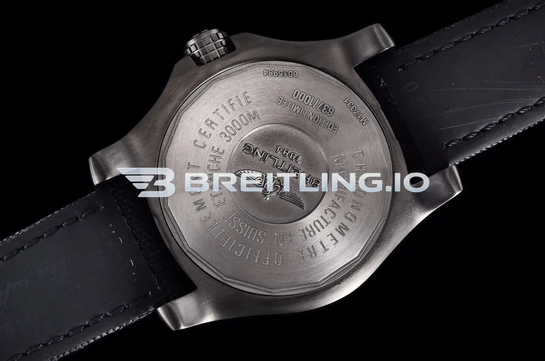 Breitling Avenger II Seawolf 45 M17331E2I530101W Bright Yellow Dial Brushed Stainless Steel Black Coated Bezel Replica Back View