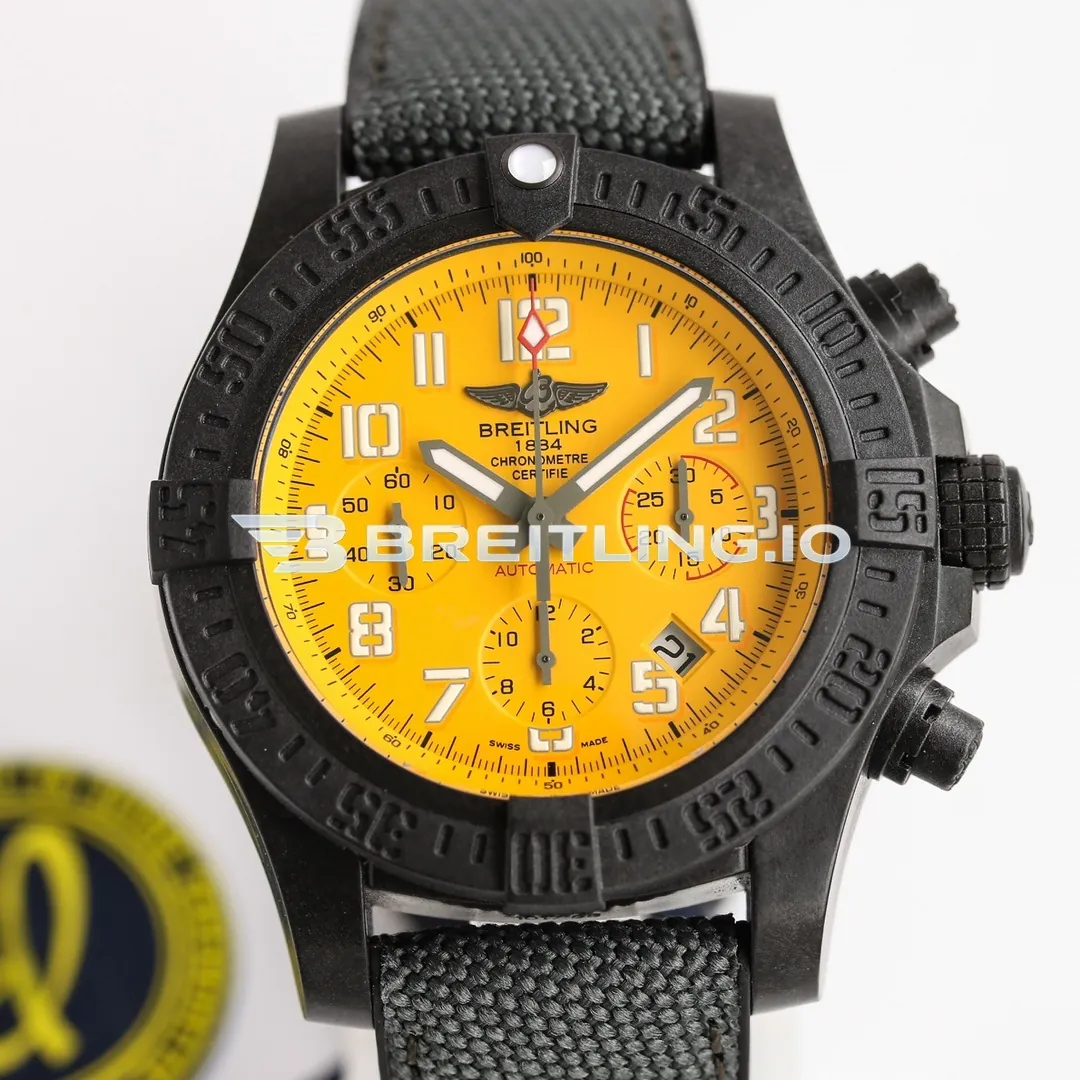 Breitling Avenger Hurricane 45 Chronograph XB0170E41I1W1 Matte Yellow Dial Breitlight Black Case Replica Dial Detail 1