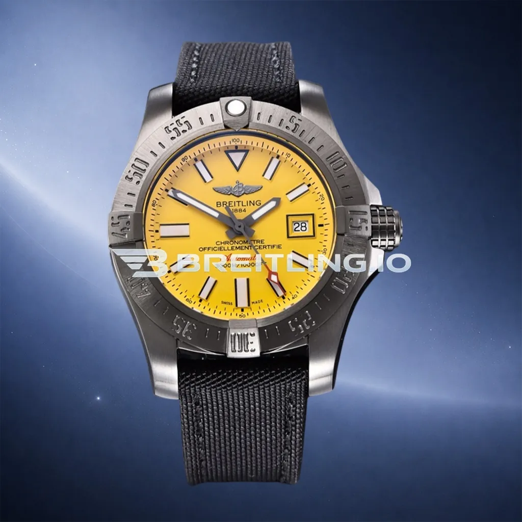 Breitling Avenger II Seawolf 45 M17331E2I530101W Bright Yellow Dial Brushed Stainless Steel Black Coated Bezel Replica First Image