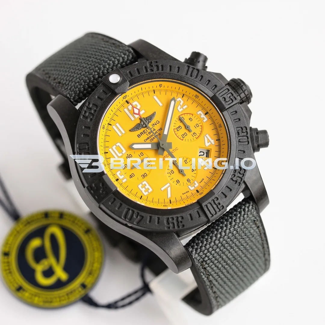 Breitling Avenger Hurricane 45 Chronograph XB0170E41I1W1 Matte Yellow Dial Breitlight Black Case Replica Side View