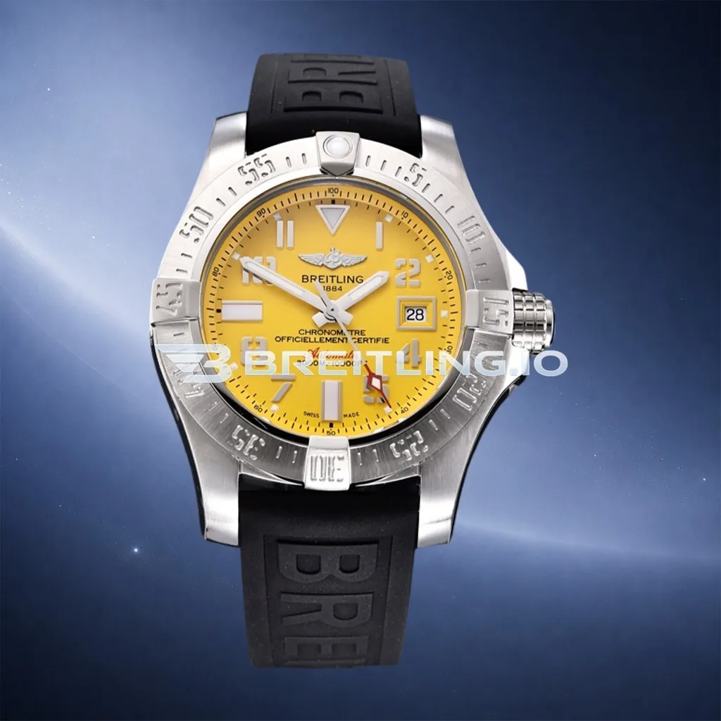 Breitling Avenger II Seawolf 45 A1733110I519153S Bright Yellow Dial Brushed Stainless Steel Bezel Black Replica First Image