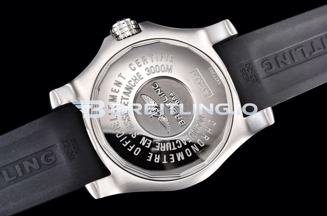 Breitling Avenger II Seawolf 45 A1733110I519153S Bright Yellow Dial Brushed Stainless Steel Bezel Black Replica Back View