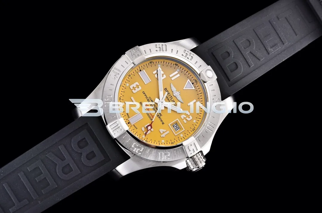 Breitling Avenger II Seawolf 45 A1733110I519153S Bright Yellow Dial Brushed Stainless Steel Bezel Black Replica Side View