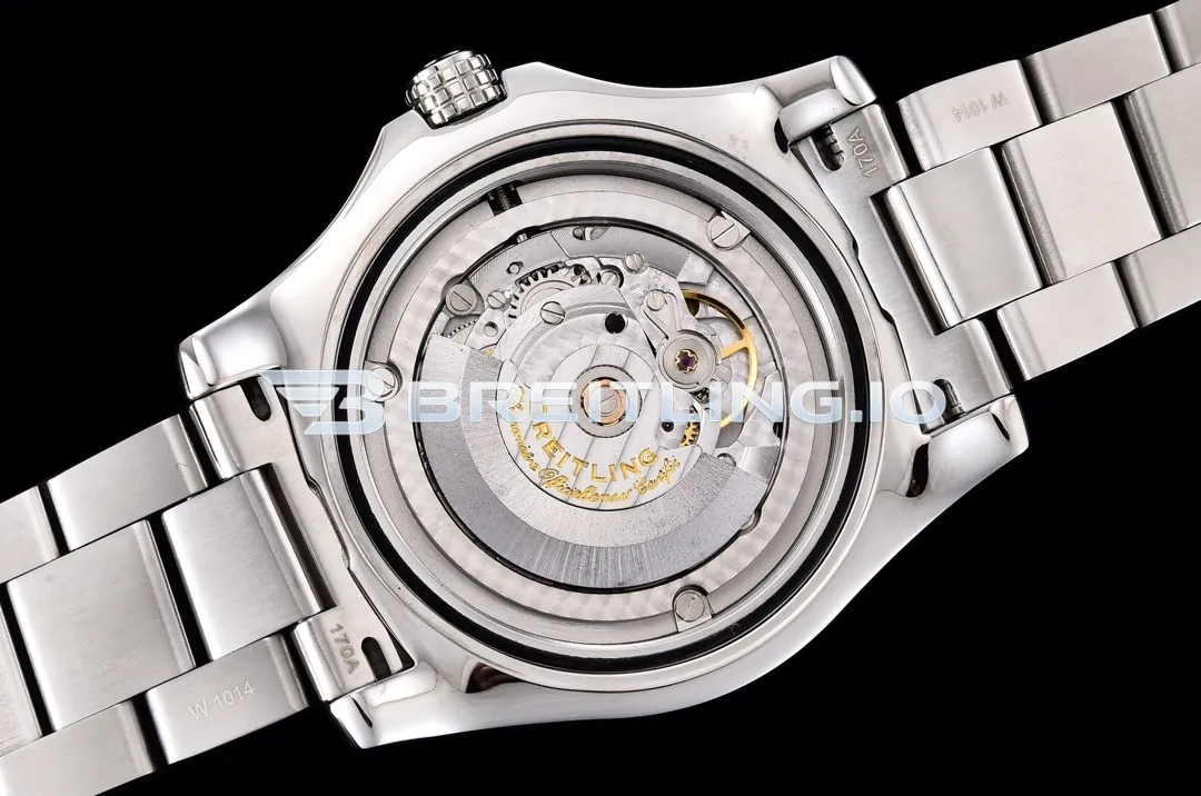 Breitling Avenger II GMT A3239011G778173A 43mm Silver White Sunburst Dial Polished Brushed Stainless Steel Bezel Replica Back View 2