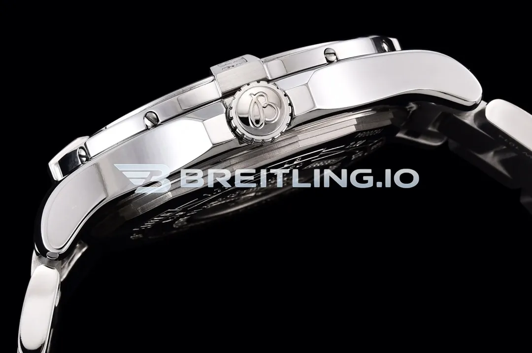 Breitling Avenger II GMT A32390111B1A1 43mm Matte Black Sunburst Dial Polished Brushed Stainless Steel Bezel Replica Right View