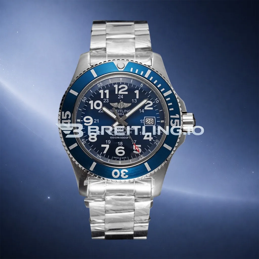 Breitling Superocean II A17365D11C1A1 44mm Deep Blue Sunburst Dial Polished Brushed Stainless Steel Blue Ceramic Bezel Replica First Image