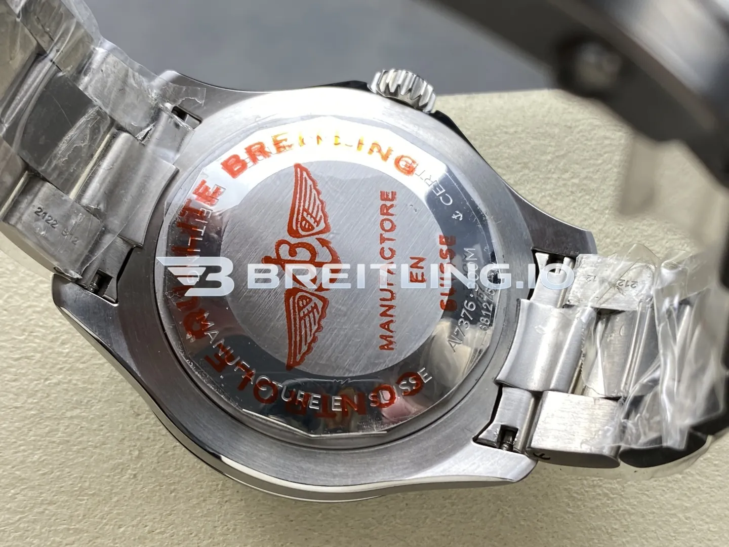 Breitling Superocean A17376211L2A1 44mm Turquoise Sunburst Dial White Inner Minute Track Black Ceramic Bezel Replica Back View