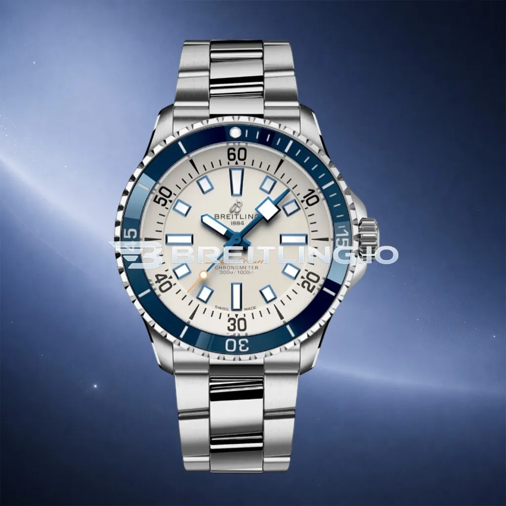 Breitling Superocean A17375E71G1A1 42mm Cream White Dial Blue Border Luminous Indices Blue Ceramic Bezel Replica First Image