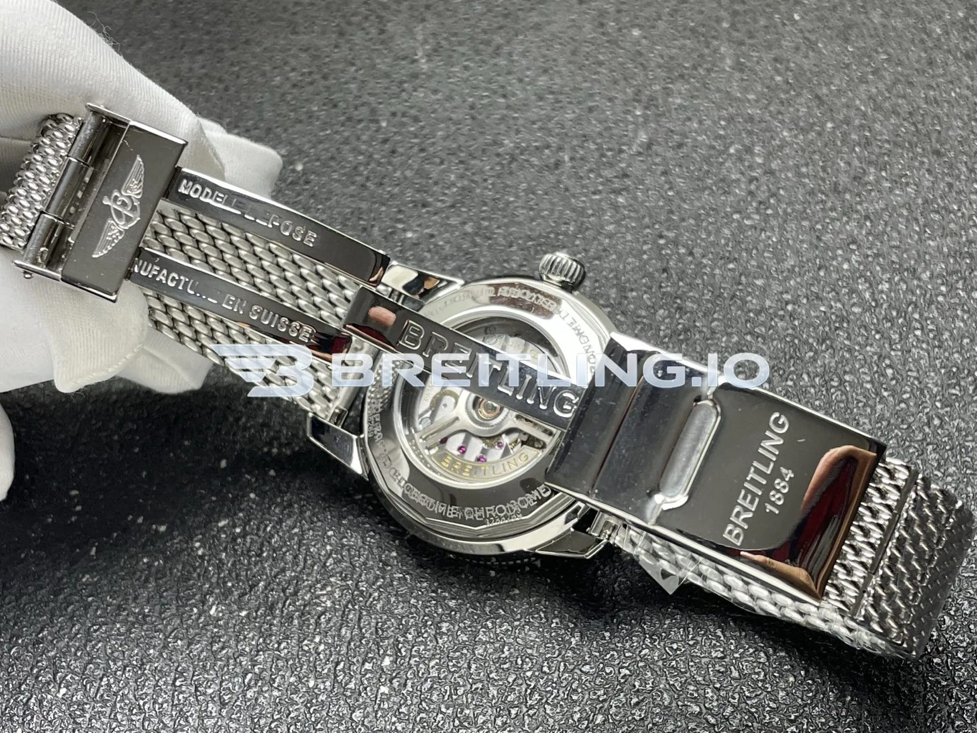 Breitling Superocean Heritage A10390161C1A1 36mm Dark Blue Dial Polished Stainless Steel Blue Ceramic Bezel Milanese Mesh Replica Clasp