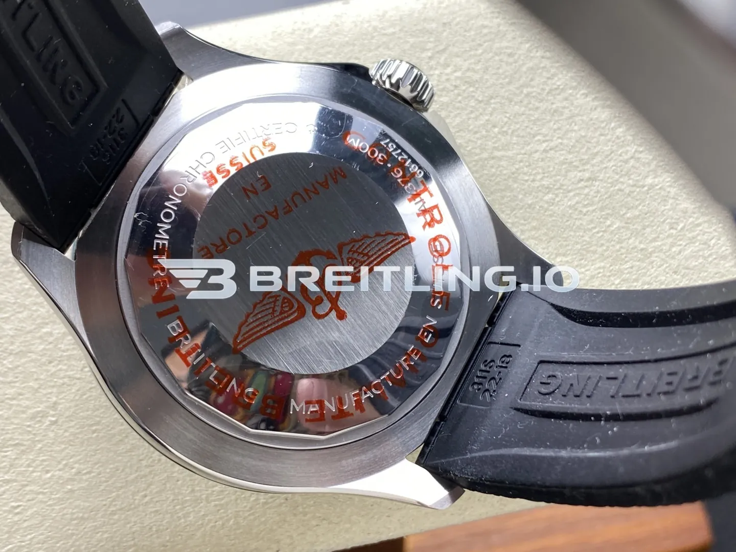 Breitling Superocean A17376211L2S1 44mm Turquoise Sunburst Dial White Inner Minute Track Black Ceramic Bezel Replica Back View
