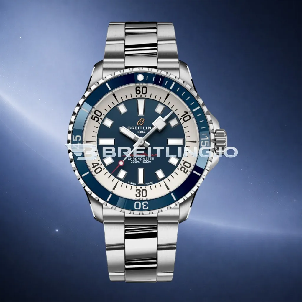 Breitling Superocean A17375E71C1A1 42mm Deep Blue Sunburst Dial White Inner Minute Track Blue Ceramic Bezel Replica First Image