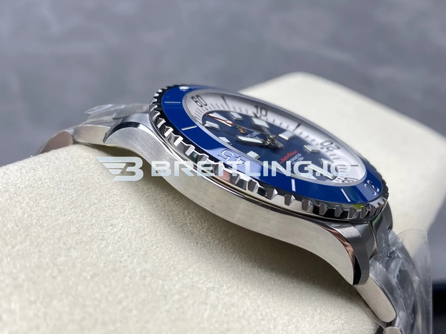 Breitling Superocean A17375E71C1A1 42mm Deep Blue Sunburst Dial White Inner Minute Track Blue Ceramic Bezel Replica Left View