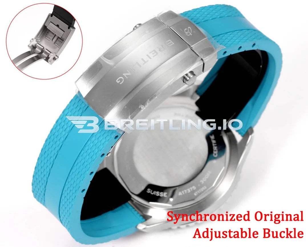 Breitling Superocean A17376211L2S2 44mm Bright Sky Blue Dial White Inner Minute Track Gloss Black Ceramic Bezel Replica Strap And Clasp
