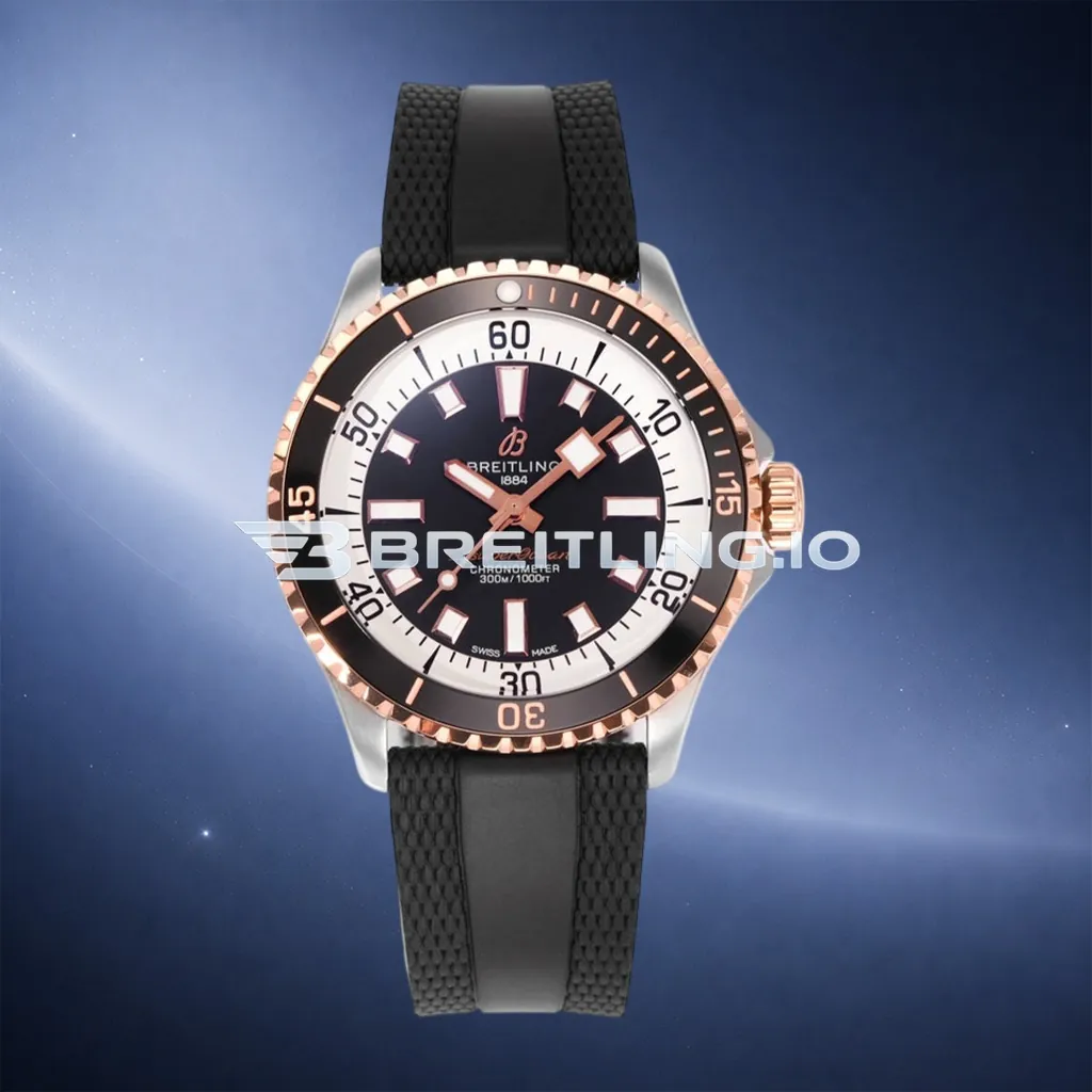 Breitling Superocean U17375211B1S1 42mm Matte Black Sunburst Dial White Inner Minute Track 18K Rose Gold Bezel Replica First Image