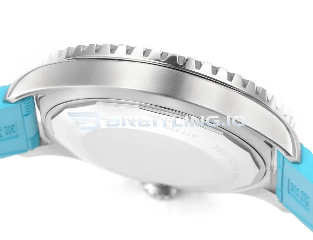 Breitling Superocean A17376211L2S2 44mm Bright Sky Blue Dial White Inner Minute Track Gloss Black Ceramic Bezel Replica Left View