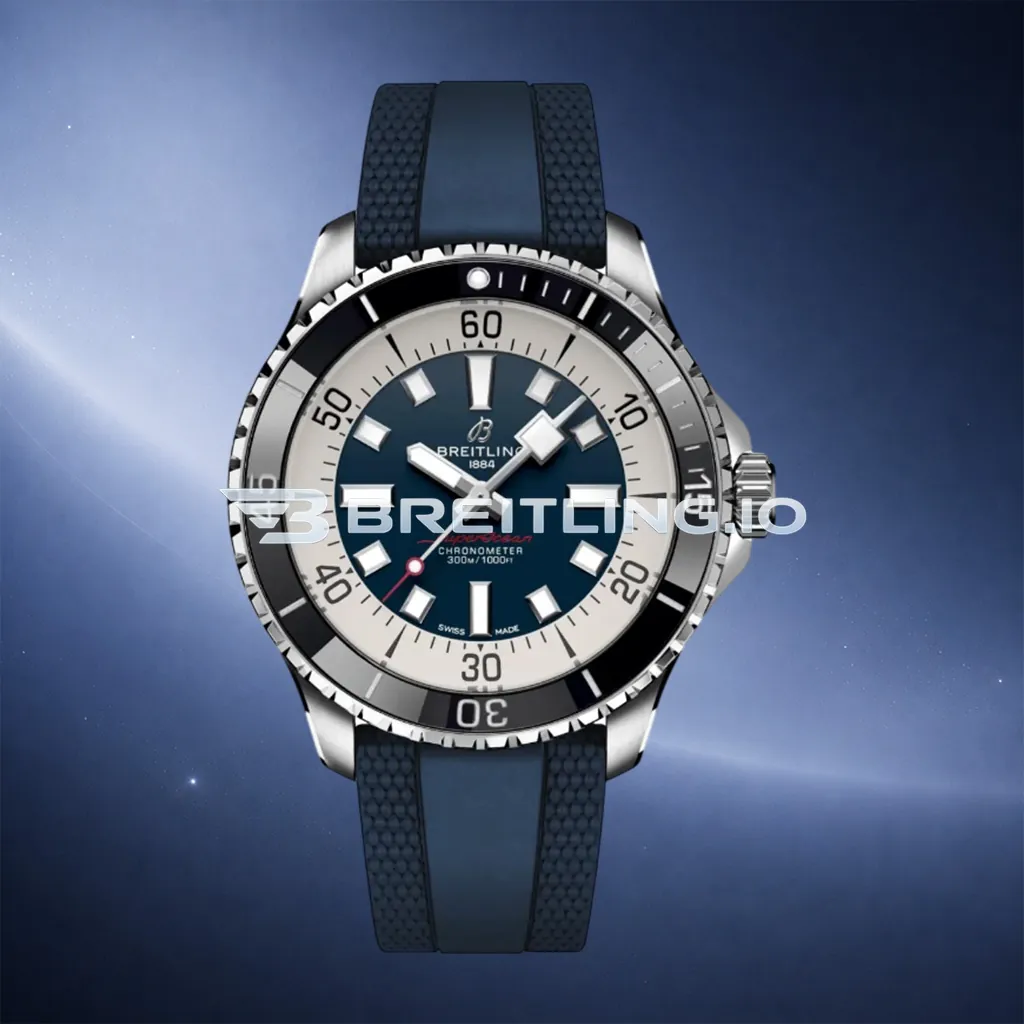 Breitling Superocean A17376211C1S1 44mm Deep Navy Blue Sunburst Dial White Inner Minute Track Black Ceramic Bezel Replica First Image