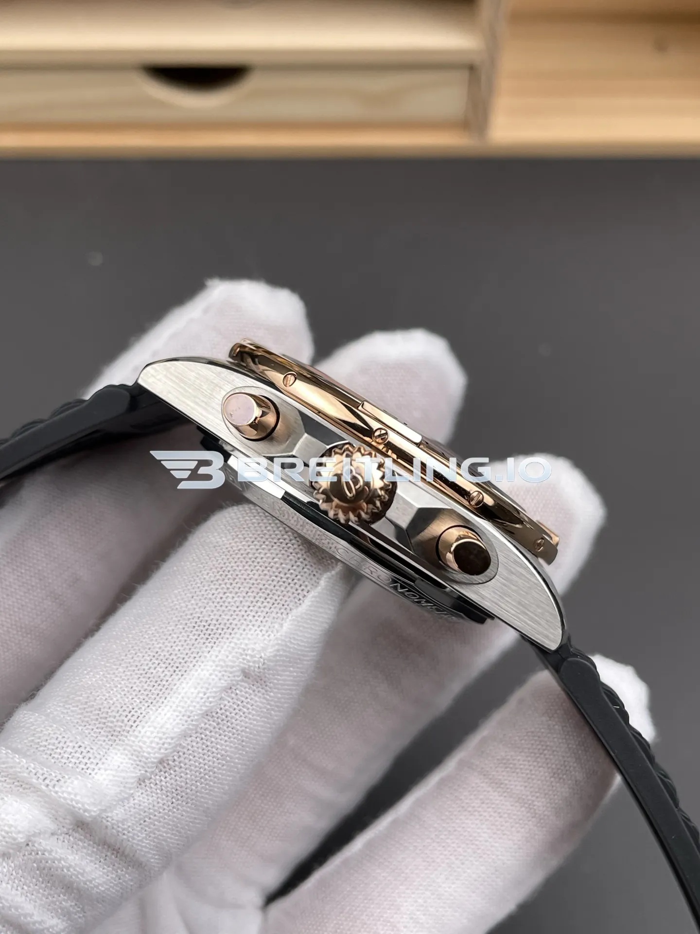 Breitling Chronomat B01 42 UB0134101B1S1 Grey Sunburst Chronograph Dial Two-Tone Rose Gold Stainless Steel Bezel Replica Right View