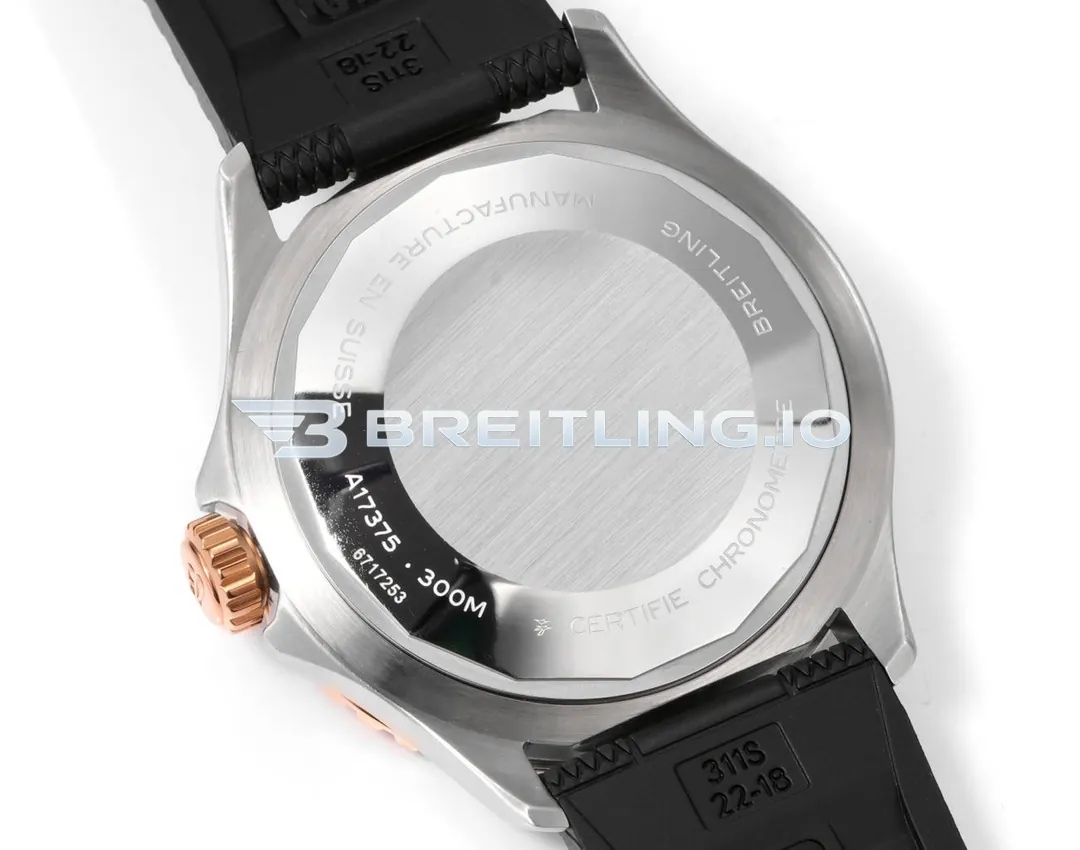 Breitling Superocean U17375211B1S1 42mm Matte Black Sunburst Dial White Inner Minute Track 18K Rose Gold Bezel Replica Back View
