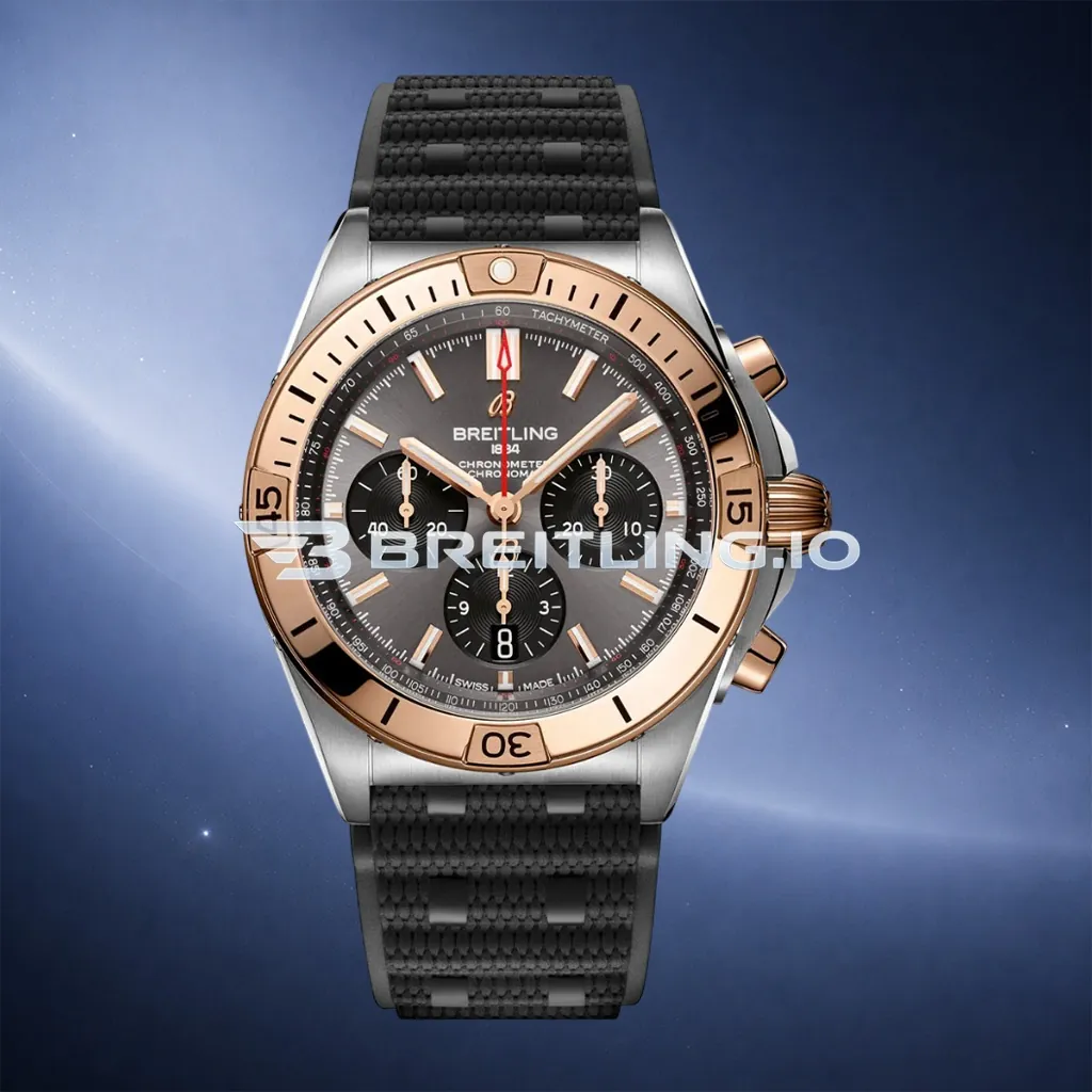 Breitling Chronomat B01 42 UB0134101B1S1 Grey Sunburst Chronograph Dial Two-Tone Rose Gold Stainless Steel Bezel Replica First Image