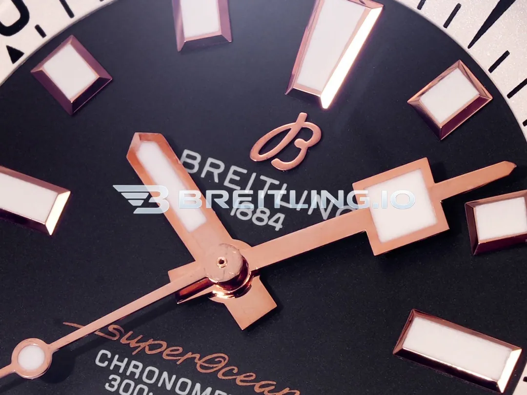 Breitling Superocean U17375211B1S1 42mm Matte Black Sunburst Dial White Inner Minute Track 18K Rose Gold Bezel Replica Dial Detail 3